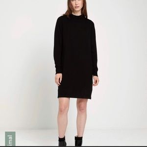 Frank and Oak mock-neck black sweater dress